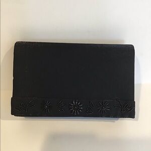 Sasha Black Satin Clutch Bag